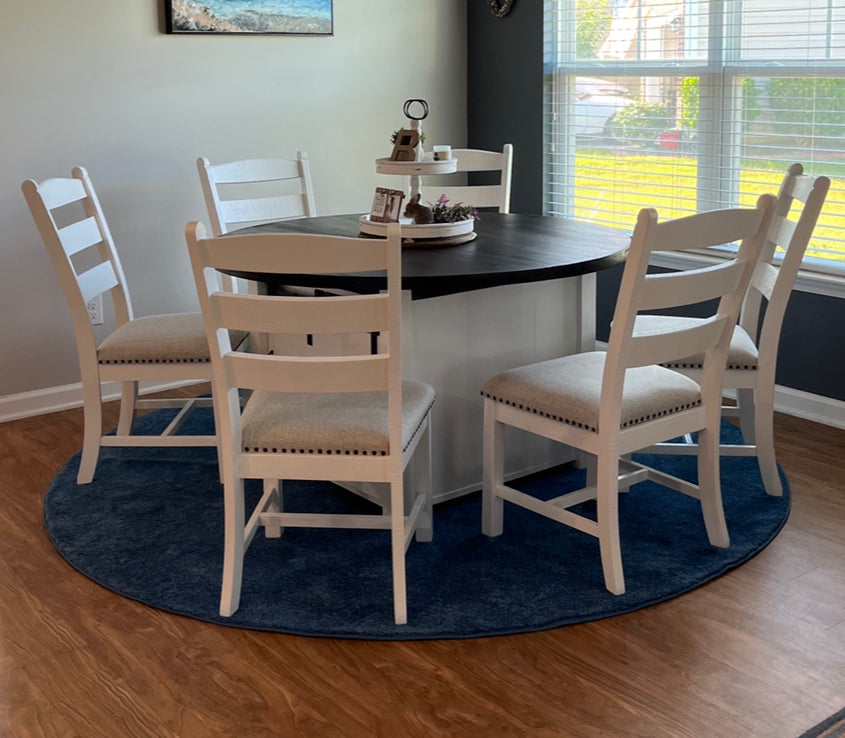 Table: 54” round “Poplar” barn door dining table