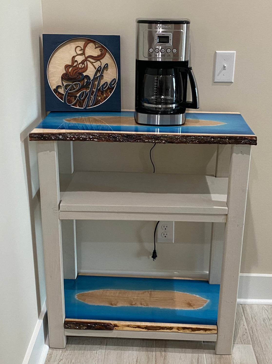 Live Edge Beach Coffee Station 3 shelves