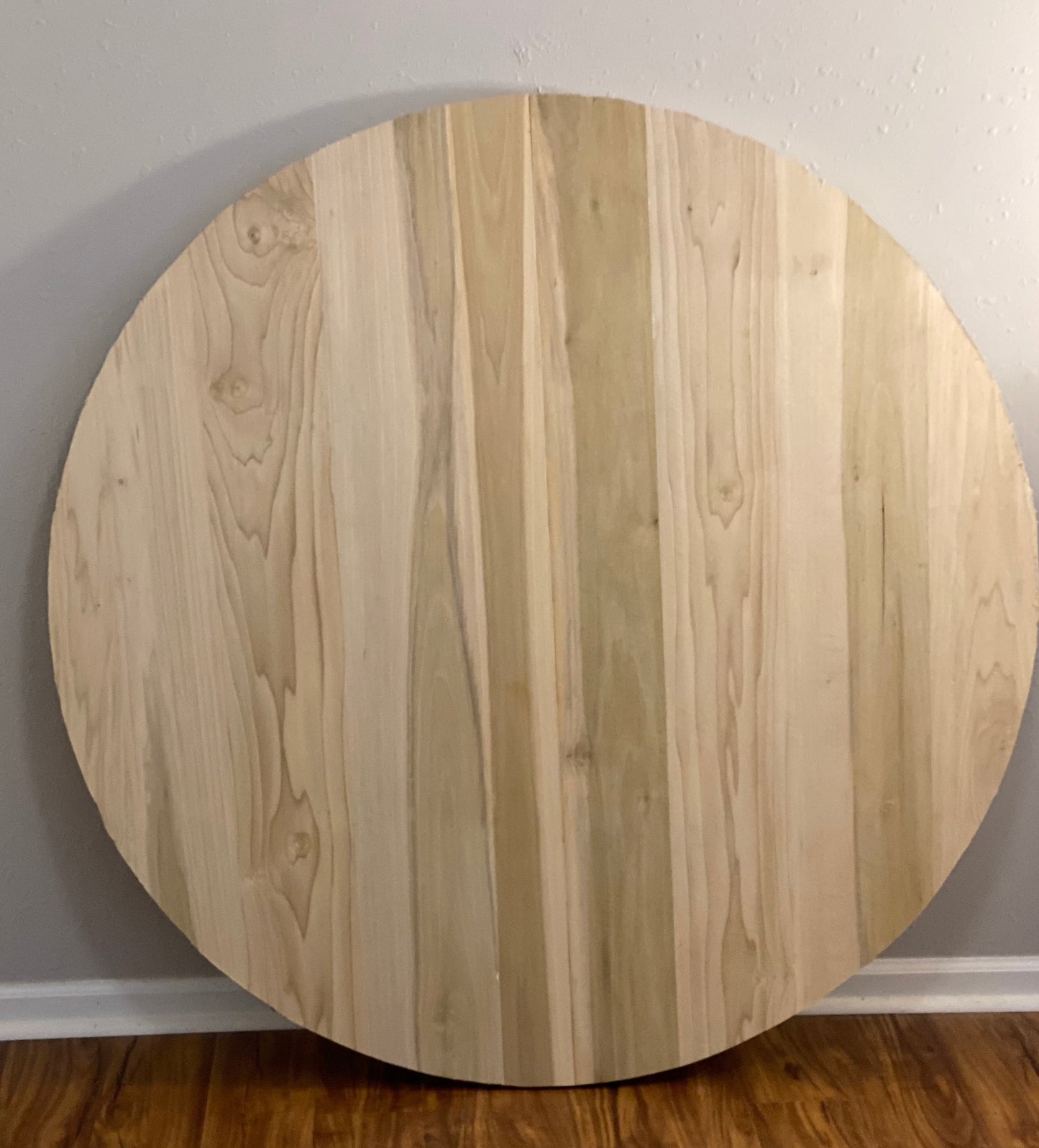 Table: 54” round “Poplar” barn door dining table