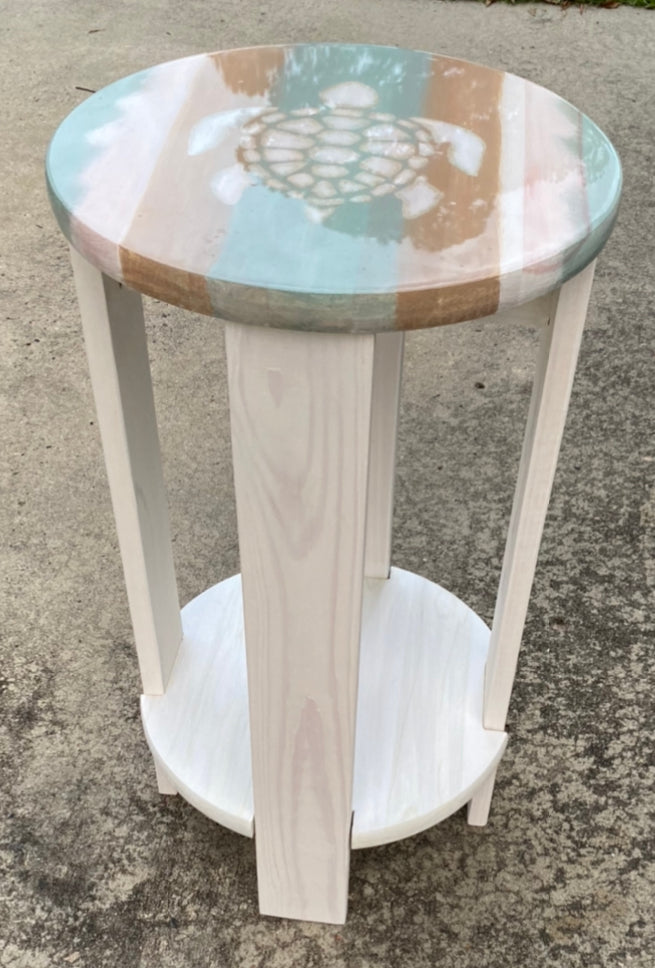 Outdoor cypress turtle end table