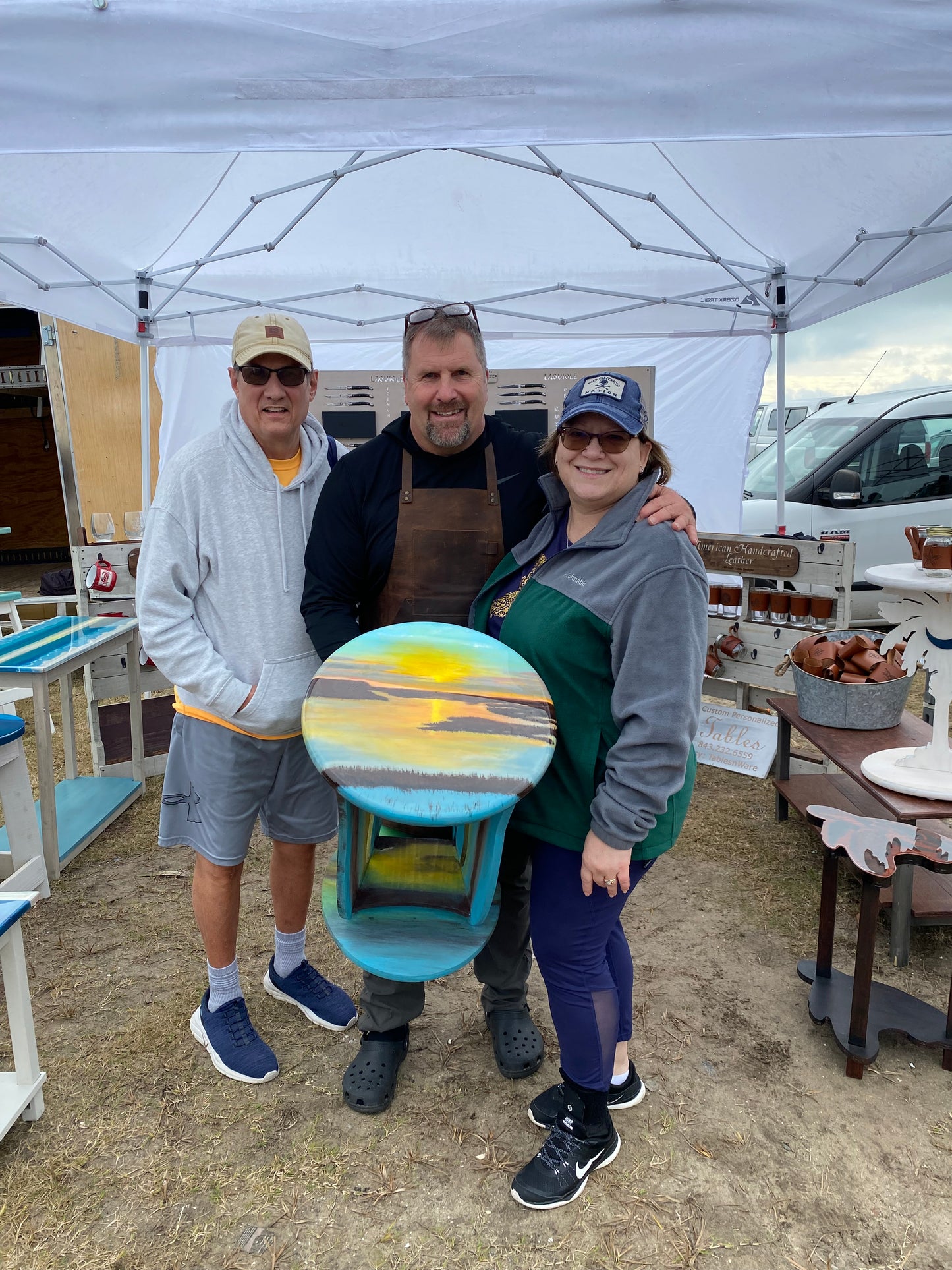 Table: round top of intercoastal waterway with mermaid bottom