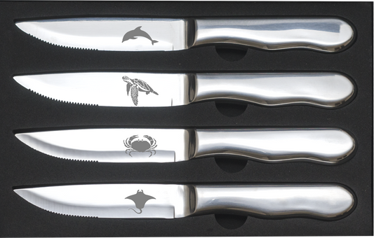 Jumbo Steak Knife Set of 4 - Polished Stainless