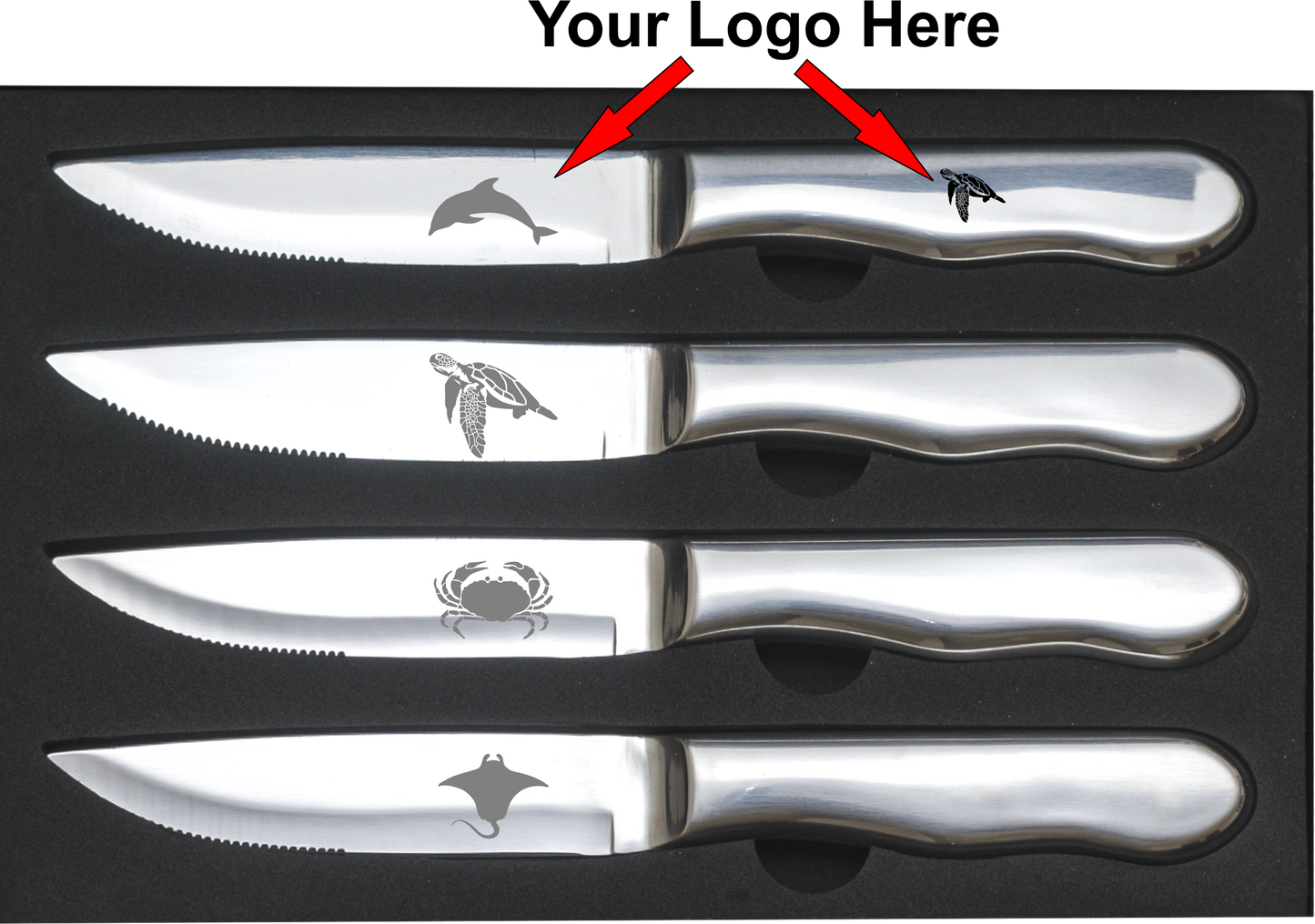 Jumbo Steak Knife Set of 4 - Polished Stainless