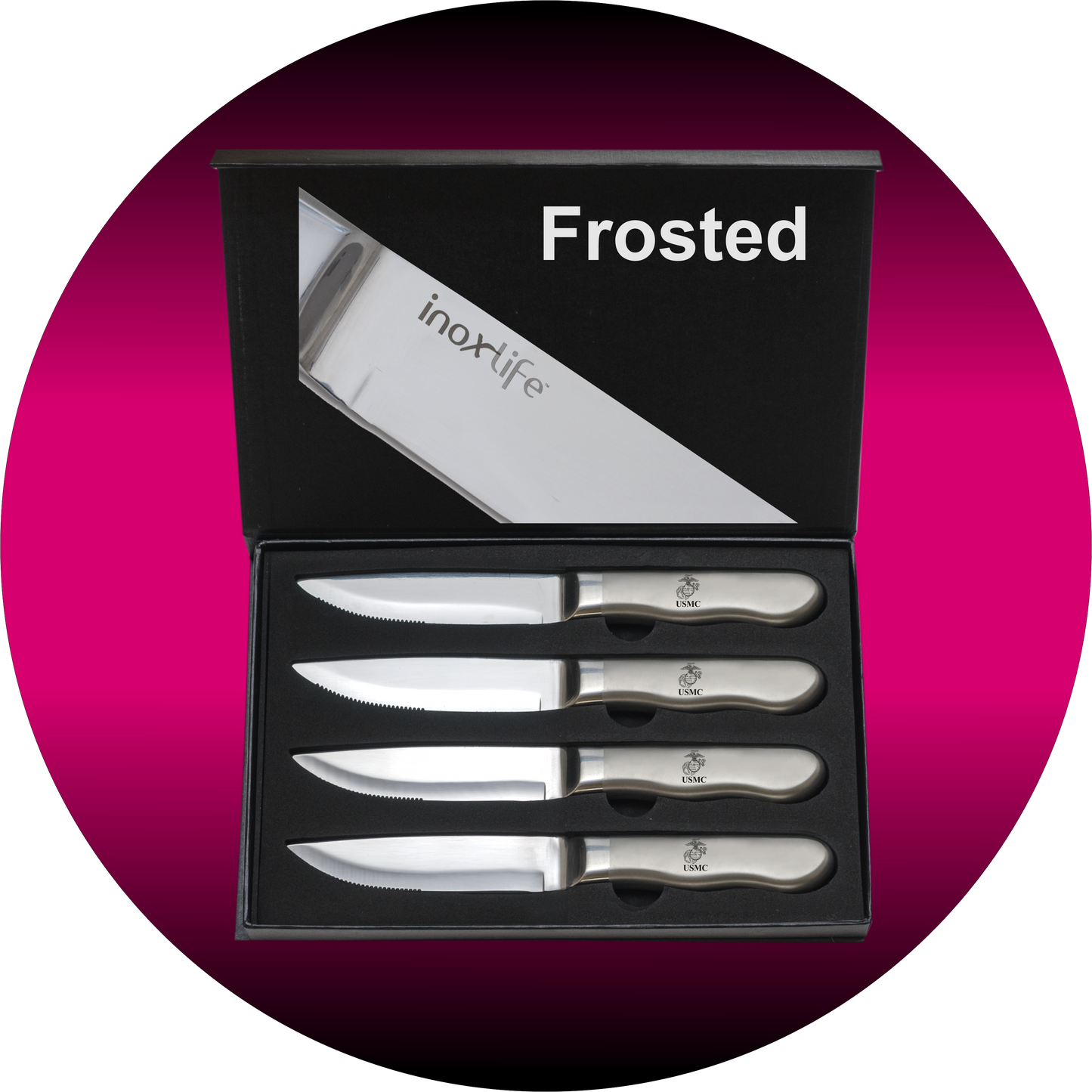 Jumbo steak knife set of 4 - Frosted handles