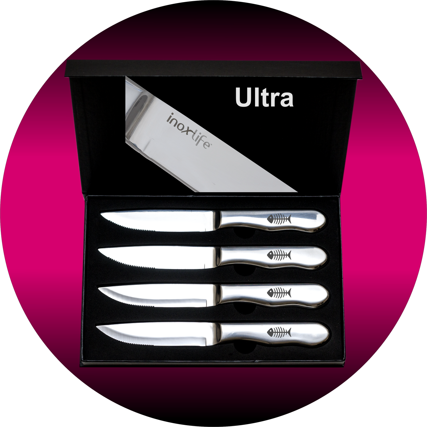 Jumbo Steak Knife Set of 4 - Polished Stainless